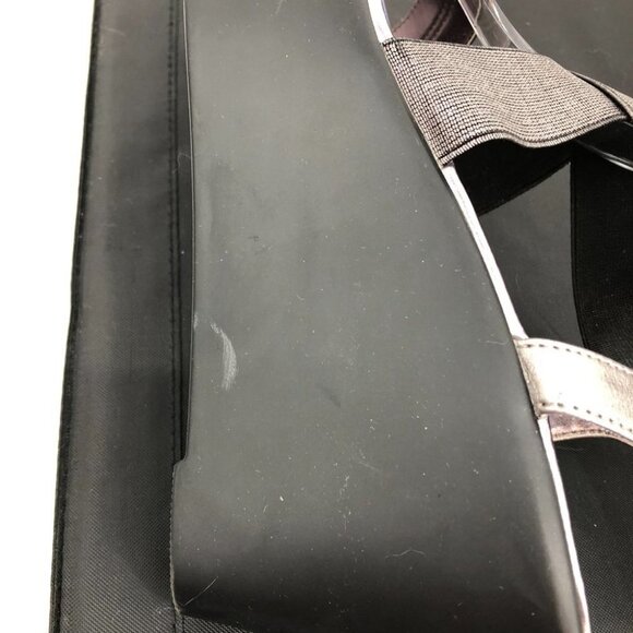 Via Uno Silver metallic  crossed ankle wrap platform wedge sandals size 9 - Picture 5 of 12
